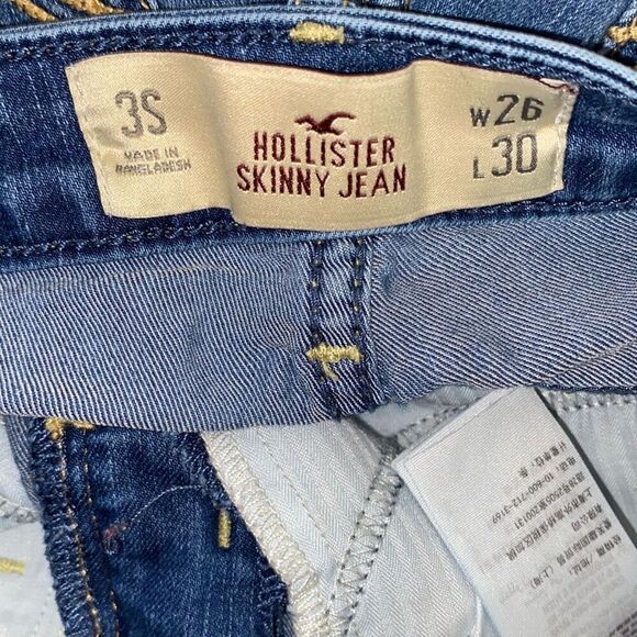 Hollister Women's Mid Wash Blue Stretch Denim Casual Skinny Jeans Size 3S 26x30 - Picture 9 of 9